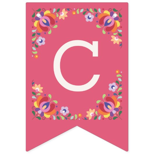 Pink Fiesta Floral Cinco de Mayo Bunting Banner (Tweede vlag)