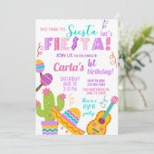 pink Fiesta girl birthday invitation, any age. Kaart (Staand voorkant)