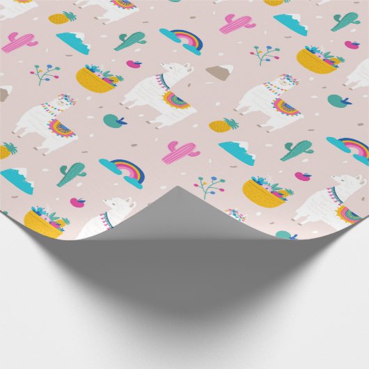 Pink Fiesta Llama Cadeaupapier (Hoek)