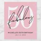 Pink Fifty 50th Birthday Wijn Etiket (Enkel label)