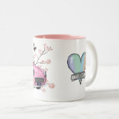 Pink Figaro coffee mug - koffiemok theemok roze Tweekleurige Koffiemok (Voorkant rechts)