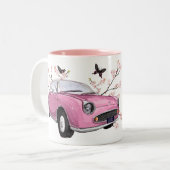 Pink Figaro coffee mug - koffiemok theemok roze Tweekleurige Koffiemok (Voorkant links)