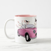Pink Figaro coffee mug - koffiemok theemok roze Tweekleurige Koffiemok (Links)