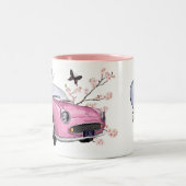 Pink Figaro coffee mug - koffiemok theemok roze Tweekleurige Koffiemok (Center)
