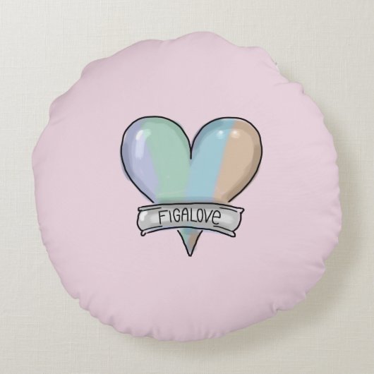 Pink Figaro round pillow - rond kussen (Achterkant)