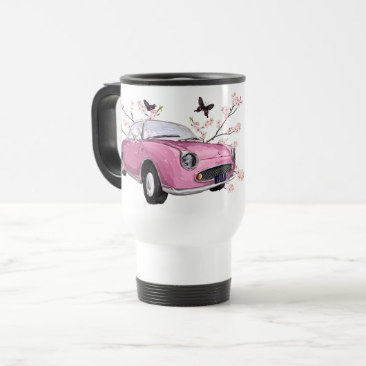 Pink Figaro travel mug - roze reisbeker (Voorkant links)