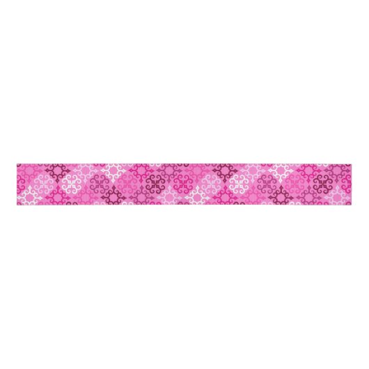 Pink Filigree Diamond Pattern  Grosgrain Lint (Voorkant)
