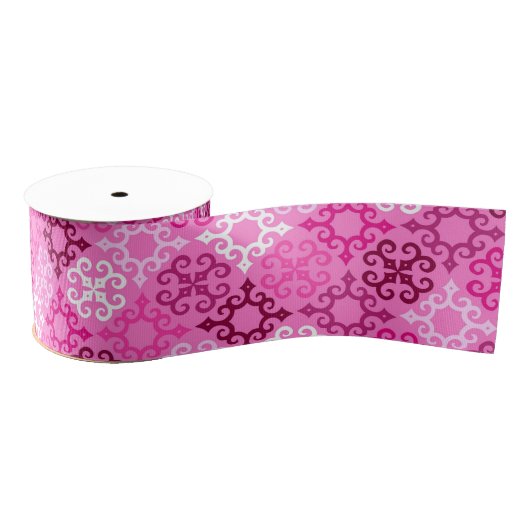 Pink Filigree Diamond Pattern  Grosgrain Lint (Spoel)