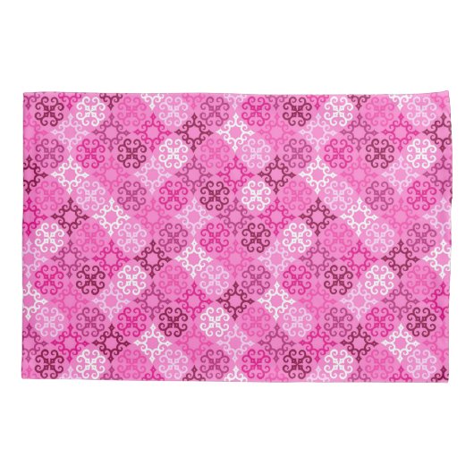 Pink Filigree Diamond Pattern  Kussensloop (Achterkant)