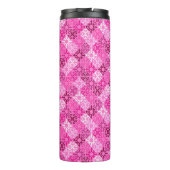 Pink Filigree Diamond Pattern Thermosbeker (Achterkant)