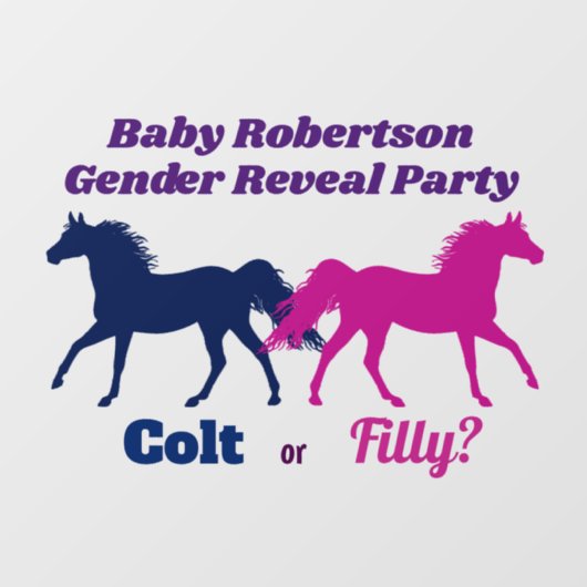 Pink Filly of Blue Colt Geslacht Onthullen Partij Raamsticker (Vel)