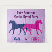 Pink Filly of Blue Colt Geslacht Onthullen Partij Wandkleed (Voorkant (horizontaal))