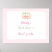 pink first day of school sign poster (Voorkant)