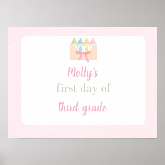 pink first day of school sign poster (Voorkant)