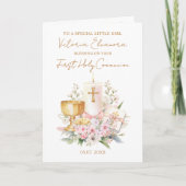 Pink First Holy Communion Chalice Candle Kaart (Voorkant)