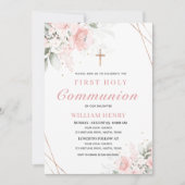 Pink First Holy Communion Invitation Kaart (Voorkant)