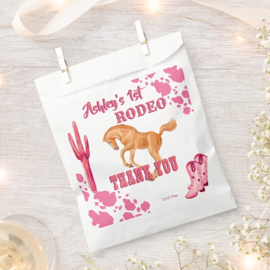 Pink First rodeo cowgirl feestje bedankt Bedankzakje (Geknipt)