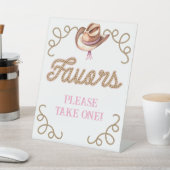 Pink First Rodeo Favors Reclamebord Met Voetstuk (Insitu)