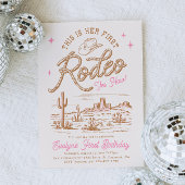 Pink First Rodeo Invitation  Kaart