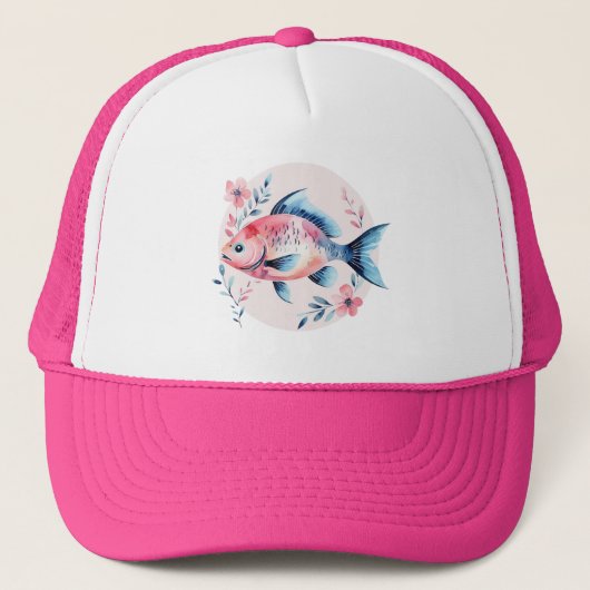 Pink Fish Art Tee Trucker Pet (Voorkant)