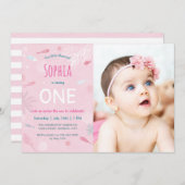 Pink Fish Kids Verjaardagsfeest Fotokaart Kaart (Voorkant / Achterkant)