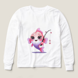 Pink Fishing Fish – Kids’ Long Sleeve Tee