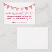 Pink Flags Luier Raffle Ticket voor Meisje Informatiekaartje (Voorkant / Achterkant)