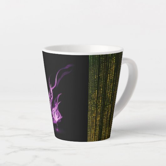 "Pink Flame Elegance: Latte Mok" Latte Mok (Rechterhoek)