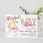 Pink Flamingo Baby shower uitnodiging (Staand voorkant)