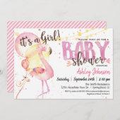 Pink Flamingo Baby shower uitnodiging (Voorkant / Achterkant)