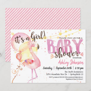 Pink Flamingo Baby shower uitnodiging