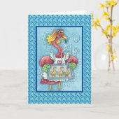 PINK FLAMINGO BAKING COOKIES, WENSKAART blanco Kaart (Gele Bloem)