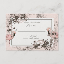 Pink Flamingo Bat Mitswa Response RSVP Kaartje