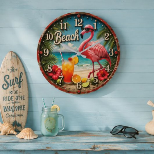 Pink Flamingo Beach Grote Klok