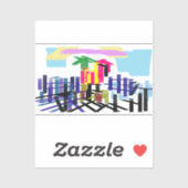 Pink flamingo beach sticker (Vel)