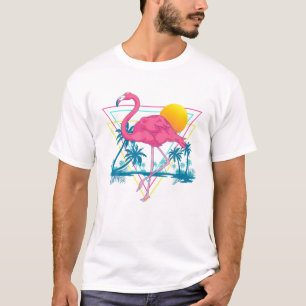 Pink Flamingo Beach Summer Vibes Palm Trepic T-shirt