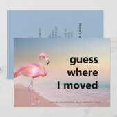 Pink Flamingo Beach Sunset Raad eens waar ik naart Aankondiging (Voorkant / Achterkant)