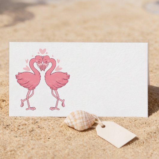 Pink Flamingo Beach Tropical Wedding Escort Plaatskaartje