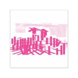 Pink flamingo beach  zelfinktende stempel