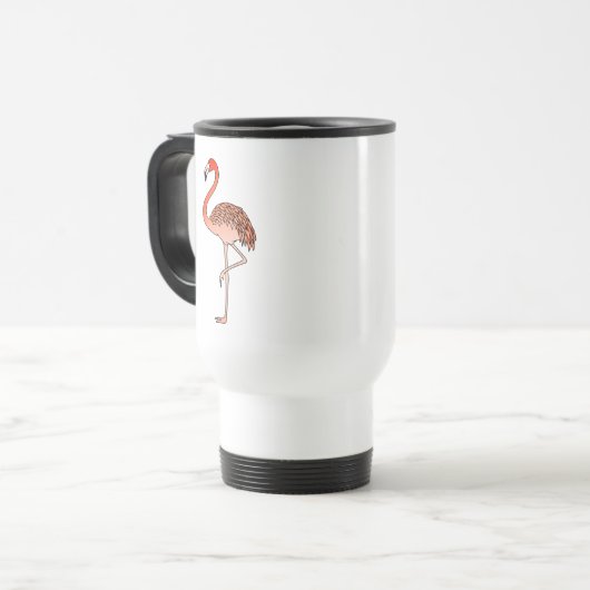 Pink Flamingo Bird Lineart-57567 Coffee Mug Reisbeker (Voorkant links)
