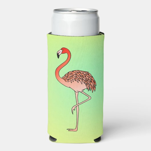 Pink Flamingo Bird Lineart-57567 Seltzer Blikjeskoeler (Seltzer Voorkant)