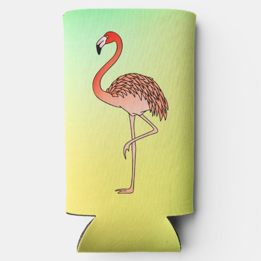 Pink Flamingo Bird Lineart-57567 Seltzer Blikjeskoeler (Achterkant)