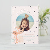 PINK FLAMINGO BIRTHDAY INVITATIE KAART (Staand voorkant)