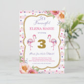 Pink Flamingo Birthday Tropical Party Confetti Kaart (Staand voorkant)
