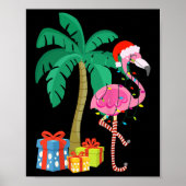 Pink Flamingo Christmas Palm Tree Tropical Xmas Fu Poster (Voorkant)