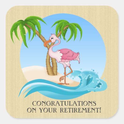 Pink Flamingo Congrats Penetingsticker Vierkante Sticker (Voorkant)