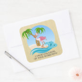 Pink Flamingo Congrats Penetingsticker Vierkante Sticker (Envelop)