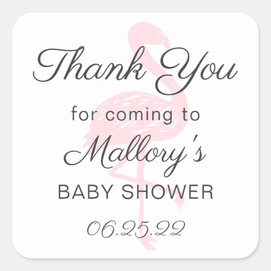 Pink Flamingo Dank u voor sticker (Voorkant)