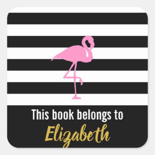 Pink Flamingo Dit boek behoort toe aan Vierkante Sticker