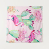 Pink flamingo, exotic birds, gentle flowers, rose, wandkleed (Voorkant (horizontaal))